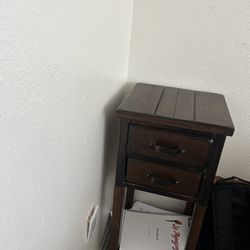 Small Wooden Side Table - 2 Drawers