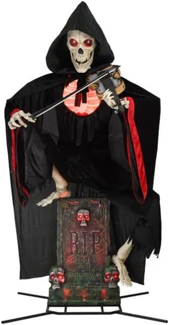 9-Foot Pre-Lit Animated Graveyard Violinist Reaper with Sound, Motion, and Lights