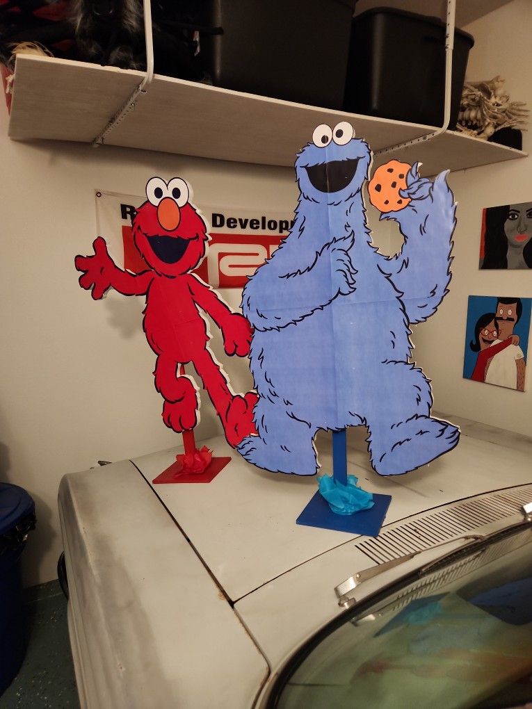Elmo & Coockie Monster Cut Outs, With Stand & Siesame Street Picture Frame For Kids Partys
