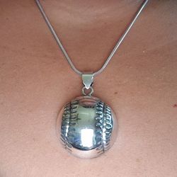 925 Sterling Silver Baseball Necklace & Charm Pendant