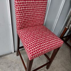 Barstool Dark Wood With Red Dots 