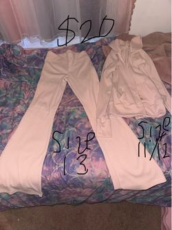 Kids size 11/12 pink Abercrombie jacket and flare pants set