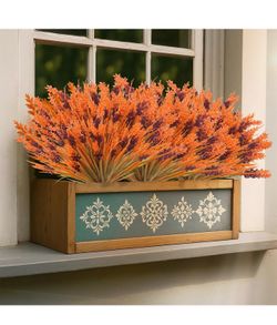 Brand new 40 Bundles Artificial Fall  plant (Pot not Included) UV Resistant Orange Fall Fake Lavender Flowers Plants Grass Greenery Shrubs