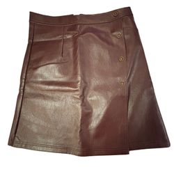 Elegant Deep Plum Colored Leather Mini Skirt