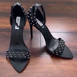 Steve Madden Black Woman Heels Leather Upper Size 9.5 M Worn Only Once