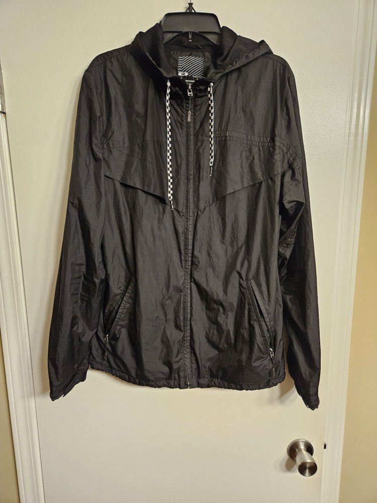 Oakley Hooded Black Windbreaker Jacket Mens Large
