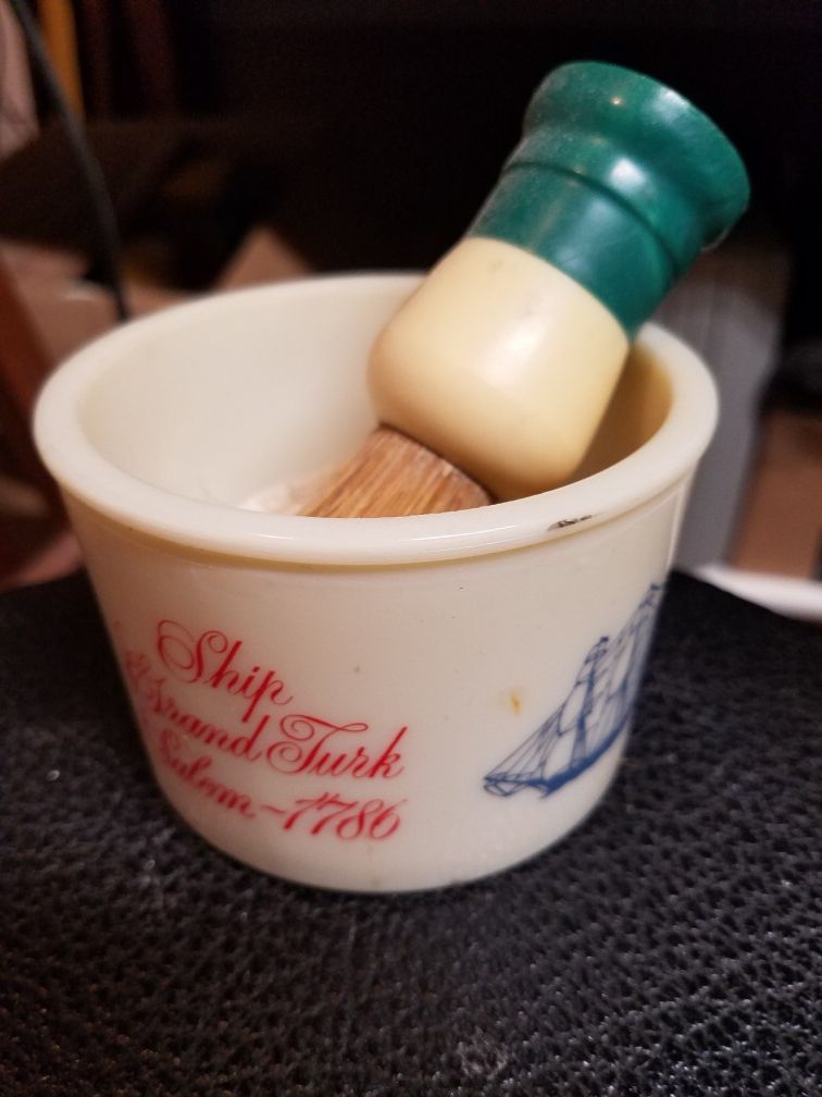 Old Spice shaving mug & brush