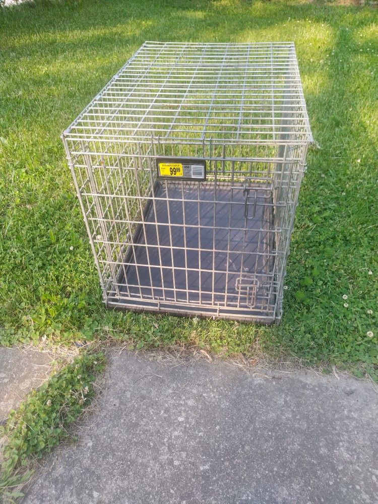 Strong Silver Color Steele Dog Cage Kennel Doghouse With Tray Trey