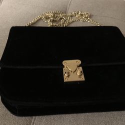 ⭐️ BAG SALE Velvet Black Crossbody Bag with gold chain