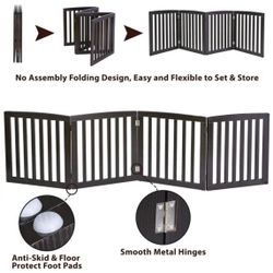 Freestanding Pet Gate for Dogs - 4 Panels Indoor Foldable Dog Fence for Stairs, Hallways, or Doorway