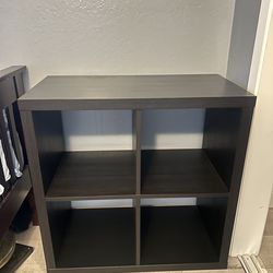 Dark Wood 4-Cube Storage Shelf