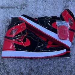 Jordan 1 Retro High OG Patent Bred Size 11.5 Brand New 