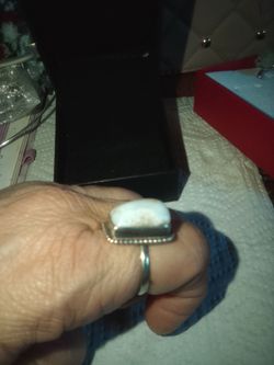 Silver Ring with White Stone and Accent Stones