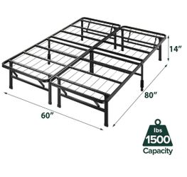 Two - 14 Inch Metal Platform Bed Frame