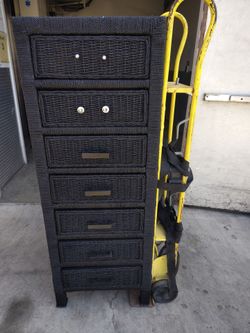 Dark Wicker Tall Dresser with 7 Drawers with delivery