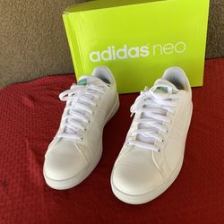 Adidas Men's Cloudfoam Advantage Clean CF CL Sneaker AW3914 White/Green Size 13 