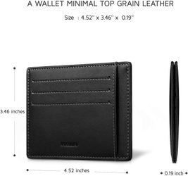 INJOYLIFE Leather Slim Wallet Minimalist Front Pocket Wallet RFID Blocking Credit Card Holder Leather Card Holder Wallet (Black)
