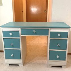 Blue And White Desk / Vanity