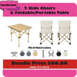 2 Kids Camping Chair + Table Bundle