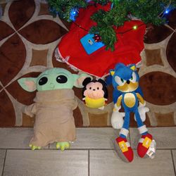 Baby Yoda, Mickey Mouse, Sonic Toy Plush