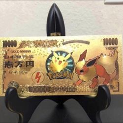 Eevee Flareon (Pokémon) 24k Gold Foil Plated Banknote