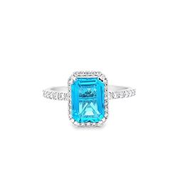 14K White Gold 2ctw blue Sapphire Stunning Gemstone Ring 