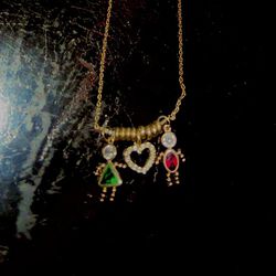 Short Chain 16’  with diamond Heart Charm, July & August Charms 10k Gold