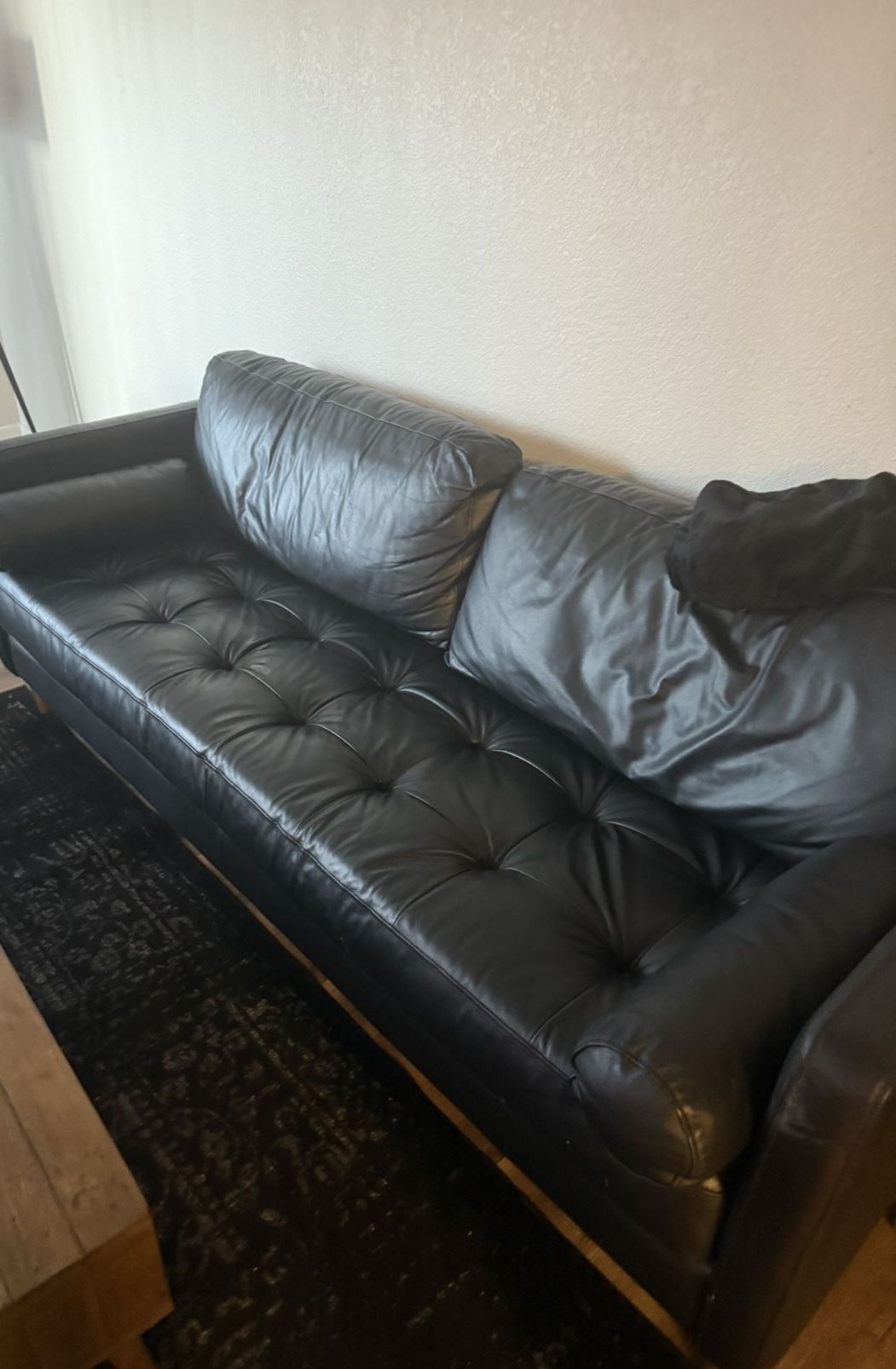Black Leather Sofa And Loveseat Modern Style 