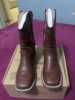 Kids youth size 6 Cowboy Boots Brown Western Stitched