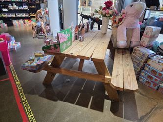 2 Wooden Picnic Table with Attached Benches