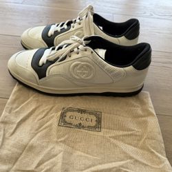 GUCCI Mac80 Lace-Up Sneakers – Beige GG Canvas, Size EU 43 / US 10 – Worn Once, Designer Luxury 