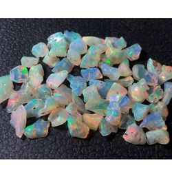 15pcs. Natural Ethiopian Fire Opal Rough Polished Gemstones 4-8mm 
