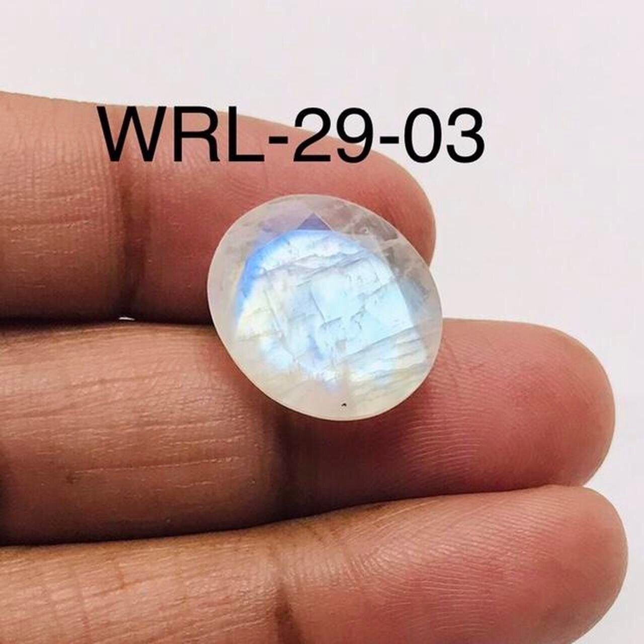 White Rainbow Moonstone Facetted Cut Stone Oval Shape Gemstone-WRL-29-03