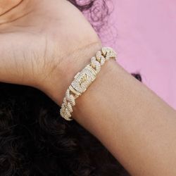 GLD Brand Diamond Cuban Bracelet Yellow/gold