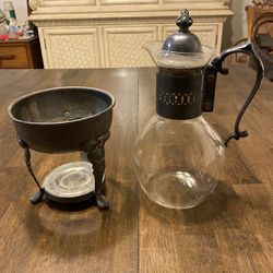 Vintage Glass And Silver Plated Coffee ☕️ Or Drink Carafe