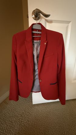 Tommy Hilfiger Red Tailored Blazer – Gold Button + Navy Trim