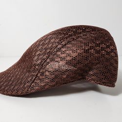 Breathable Mesh Hat Casual Beret Cap, Cabbie Hat, Brown, One Size

