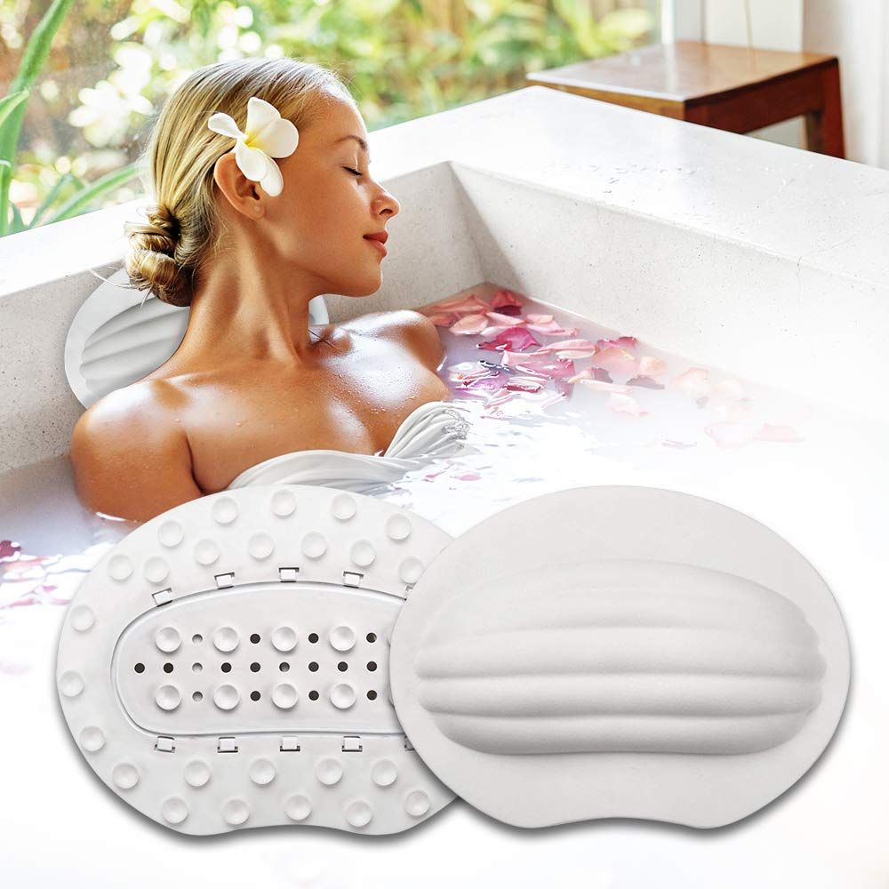 Bath Pillow, SPA Bath Tub Pillow with 40 Suction Cups Ergonomic Bath Tub Pillow for Head, Neck and Back Support.(13.5x 9.8 x 1.5 In)