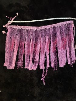 Handmade Fairycore Purple Fringe Belt Skirt Festival Rave Hip Scarf Pearl Trim 33 In