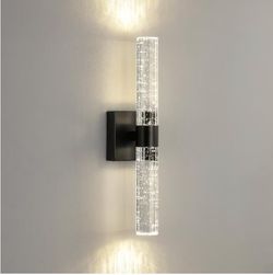 Modern 4-Light Black Dimmable Wall Sconce, Bubble Glass 12-Watt 4000K LED Vanity Light Fixtures (Set of 2)