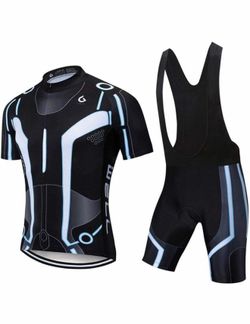 Men's Quick-Dry Cycling Jersey Set Road Bike Bicycle Shirt + Bib Shorts with 9D Gel Pad MTB Riding Clothing Kit