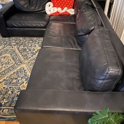 Modular Black Leather Sectional