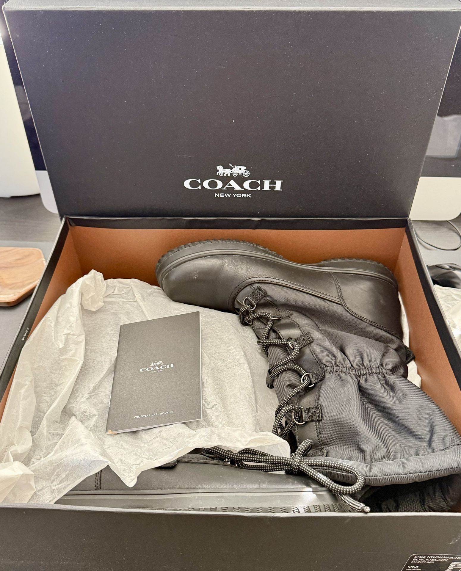 Coach Nylon/Leather Winter Boots Black/Black