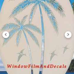 Palm Tree Etched Glass Look Decal 21x33