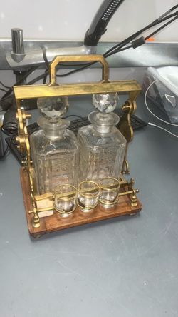 Antique Liquor Locker Decanter Set