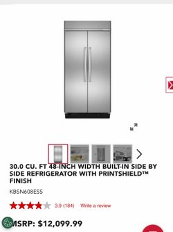 30.0 CU. FT 48-INCH WIDTH BUILT-IN SIDE BY SIDE REFRIGERATOR WITH PRINTSHIELD™ FINISH