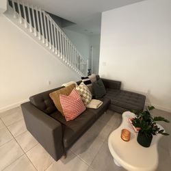 Gray Leather Sofa