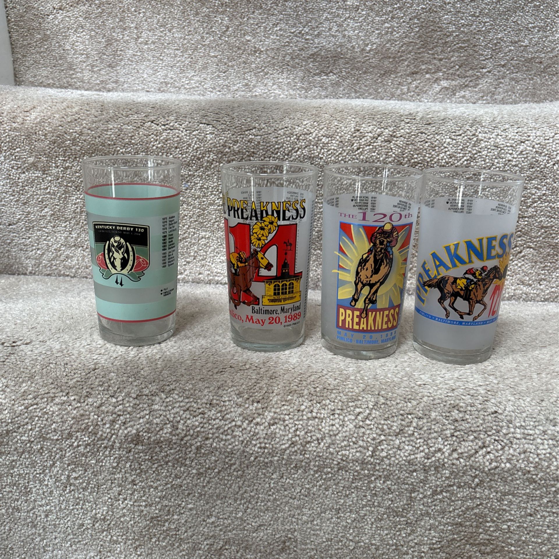 “REDUCED” Preakness Glasses 1989, 1995, 1996 and Kentucky Derby Glass 2004 
