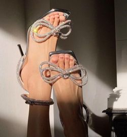 Size 7 Arched Bling Heels Open Toe