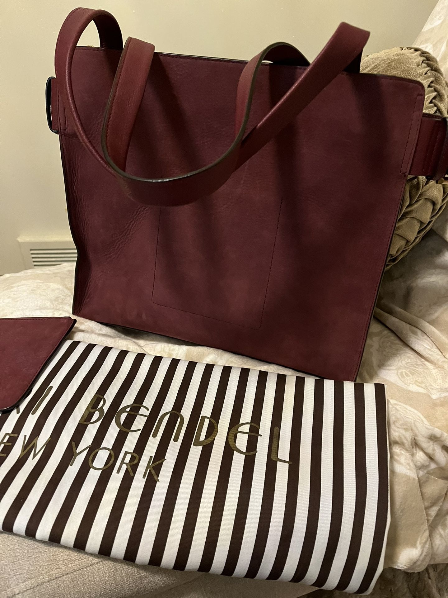 Henri Bendel Oxblood Suede Tote